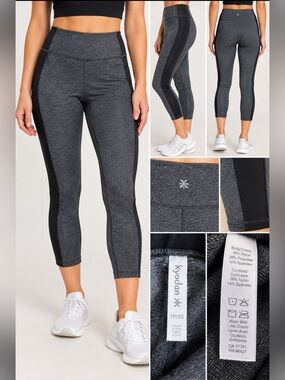 Kyodan Women’s Gray Black Colorblock High Rise Cropped Leggings